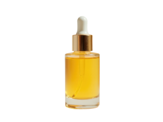 A bottle of oil with a golden cap, perfect for illustrations and designs where a touch of luxury is needed