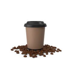 Takeaway Coffee Cup with coffee beans