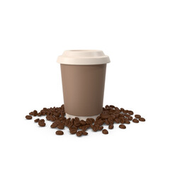 Takeaway Coffee Cup with coffee beans