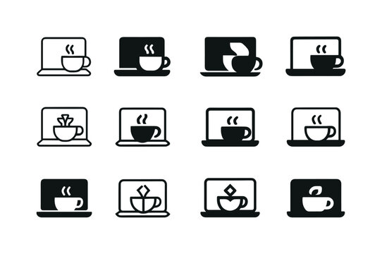 Remote Work Icons. Remote work life. Icon set. Set Logo of remot