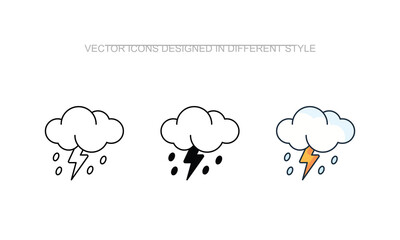 Thunderstorm vector design in modern and trendy style icon