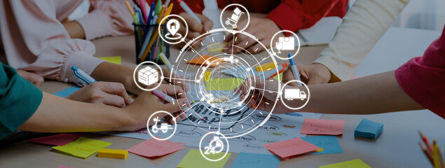 Goods delivery tracking icons show shipping, goods delivery routes, and loEnticeics monitoring. Goods delivery tracking ensures timely goods delivery, secure handling, and accurate tracking. Entice