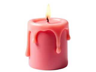 Close-up of a pink candle with dripping wax, great for use in romance or beauty contexts