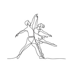 Elegant ballet dancers depicted in a continuous line drawing style