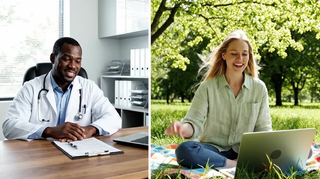 Medical Consultation Outdoors and Indoor Conversations Between Doctor and Patient