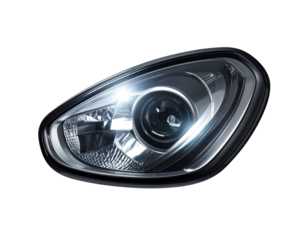Floating Car Headlight with Stylized Reflection, Dynamic Lighting, Isolated PNG
