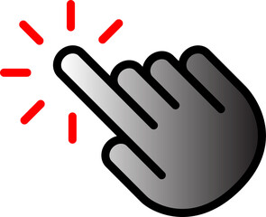 Obraz premium A silver hand pointing with red bursts emanating from the fingertip