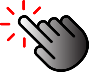 A silver hand pointing with red bursts emanating from the fingertip