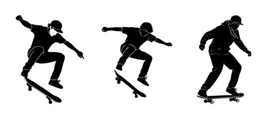 Obraz premium Skateboarders in Dynamic Motion Silhouettes