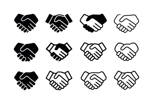 Handshake Icon Set. Shaking. Icon set. Set Logo of shaking: frie