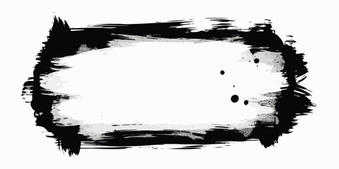 Vector black paint, ink brush stroke, rectangular shape. Dirty grunge design element, rectangle or background for text.