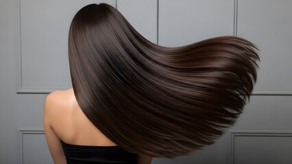 Long, straight, dark brown hair