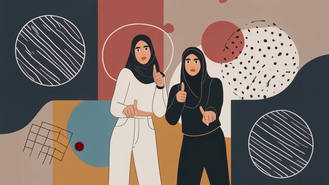 Fight for team success concept, pretty young girls in action of pointing fingure and looking to camera