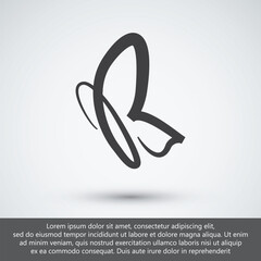Minimal Butterfly Line Art Icon with Elegant Outline Vector