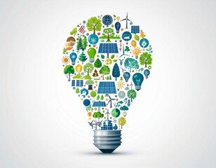 A creative light bulb vector illustration symbolizing a business innovation idea and technological solution for marketing success