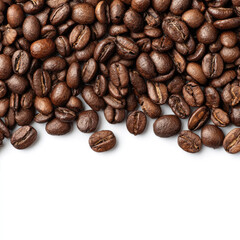 Naklejka premium Roasted coffee beans close up with rich brown color white
