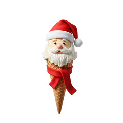 Santa claus ice cream cone isolated on transparent background
