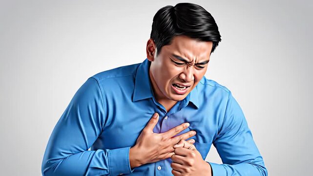 Man Experiencing Chest Pain As Heart Condition Causes Discomfort and Anxiety