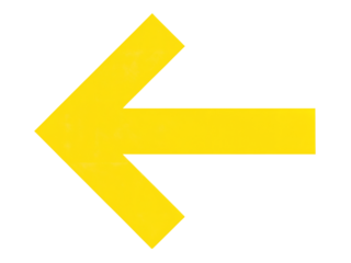 A simple, bright yellow arrow pointing to the right, png element isolated on transparent background