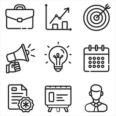 Black vector business and finance icons set for web, money, calendar, communication, and computer illustration