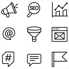 Web icon set of vector symbols for internet communication including home, mail, phone, business, and arrow buttons design