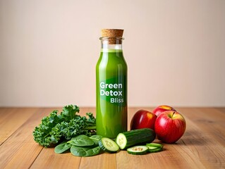 Fresh Green Detox Smoothie with Kale, Apple, and Cucumber Ingredients
