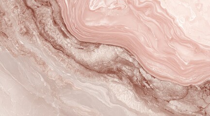 Fototapeta premium Swirling abstract artwork with shades of rose, cream, and brown, depicting fluid marble-like textures