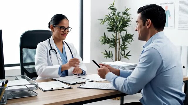 Medical Consultation Between Doctor and Patient In Clinical Office Setting
