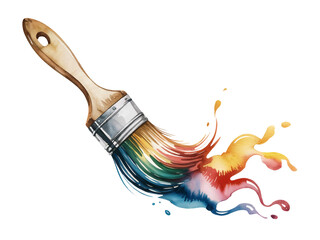 paint brush and color paint, clipart illustration png element isolated on transparent background