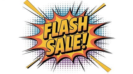 Vibrant flash sale comic book style graphic illustration