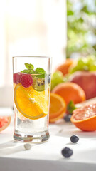Fototapeta premium Fresh Fruit Infused Sparkling Water