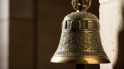 Obraz premium Intricately designed bronze bell with floral patterns for Ring a Bell Day