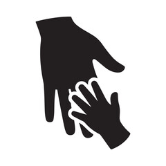A large hand gently holding a smaller hand in a supportive gesture