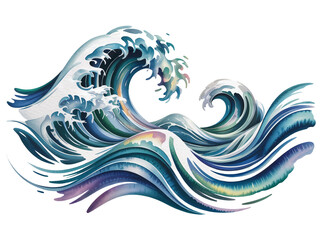 abstract watercolor ocean wave, illustration png element isolated on transparent background
