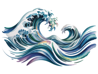 abstract watercolor ocean wave, illustration png element isolated on transparent background