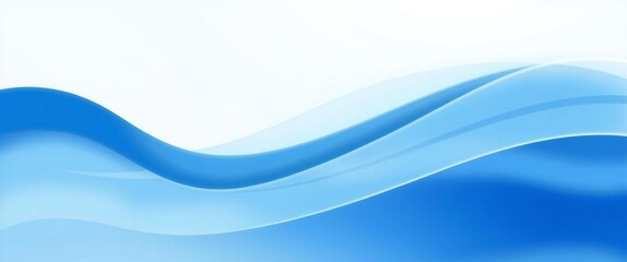 Abstract flowing blue waves with smooth gradients and white space