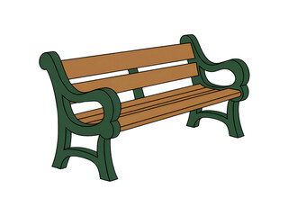 bench in the park, illustration png element isolated on transparent background