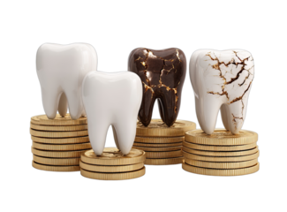 Gold Teeth on Coins in a Studio Setting