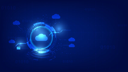 Futuristic Cloud Computing Security and Data Network Technology Background Vector