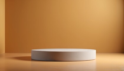 Clean brown 3d room with set of round podium or stand for product display. podium scene for product display or mockup. stage for showcase. 3d rendering.