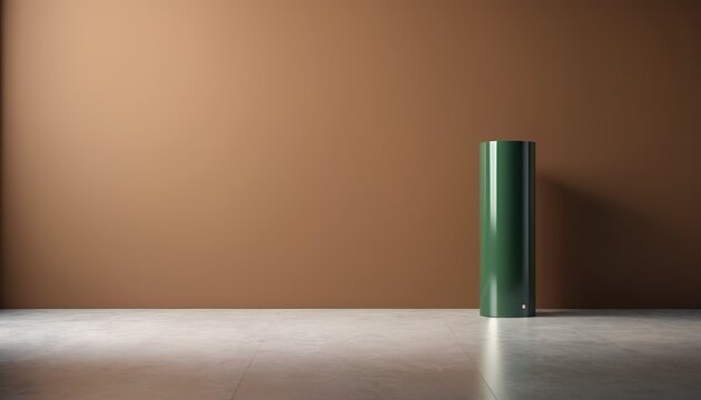 Minimalist cylinder podium with brown gradient background. 3d rendering.
