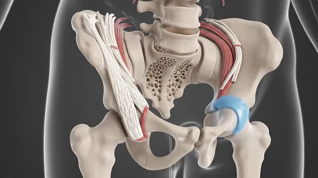 3D Medical Visualization of Human Pelvis Anatomy with Ligaments and Muscles