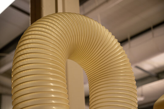 Flexible PUR antistatic suction hose for air conditioning, background flexi hose, industrial ventilation.	