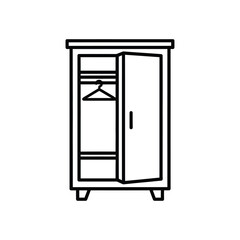 Wardrobe furniture in clean line art style vector illustration