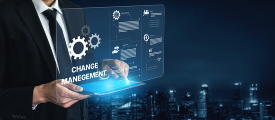 Change management strategy combining innovation, globalization, and teamwork to enable business...