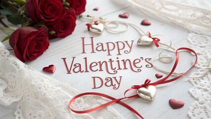 Elegant happy valentines day decorative text  