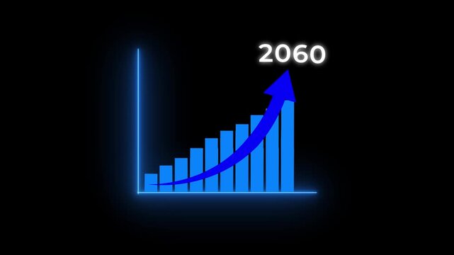 2060 new year business background.Business analyzes business growth by graphics, Target plan. Growth, arrow up. Finance, Bar graph going.