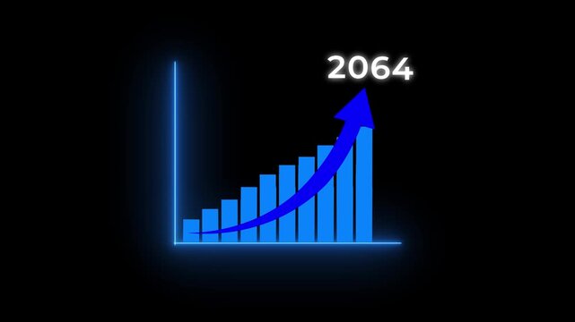 2064 new year business background.Business analyzes business growth by graphics, Target plan. Growth, arrow up. Finance, Bar graph going.