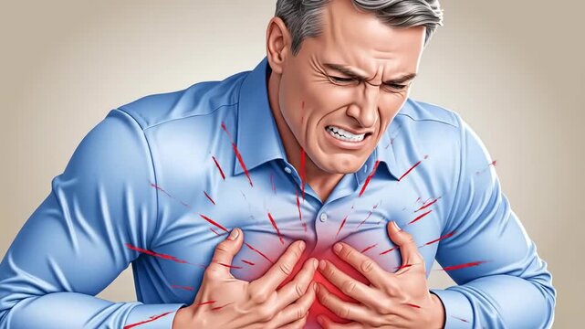 Intense Heartache Pain Expression Of Man Gripping Chest In Emergency Situations