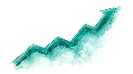 Pastel Teal Arrow Graphic Indicating Market Success
